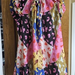 Womens Multicolor Leopard-Print Ruffle Blouse